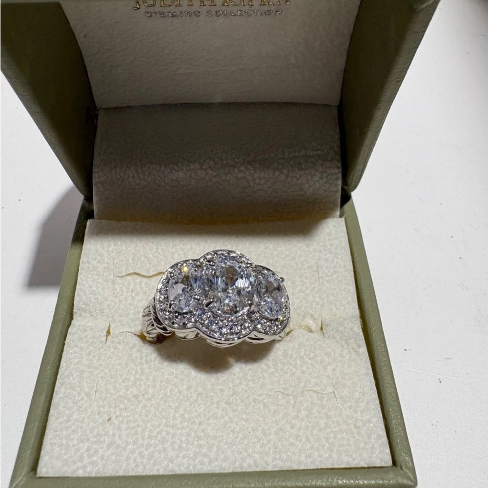 Judith Ripka Silver Triple Gemstone Ring